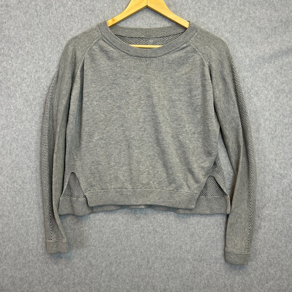Lululemon Bhakti Life Sweater Grey Mesh Back Raglan Long Sleeve Pullover M / 6 ?